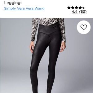 Simply Vera crossover waistband Faux Leather Leggings